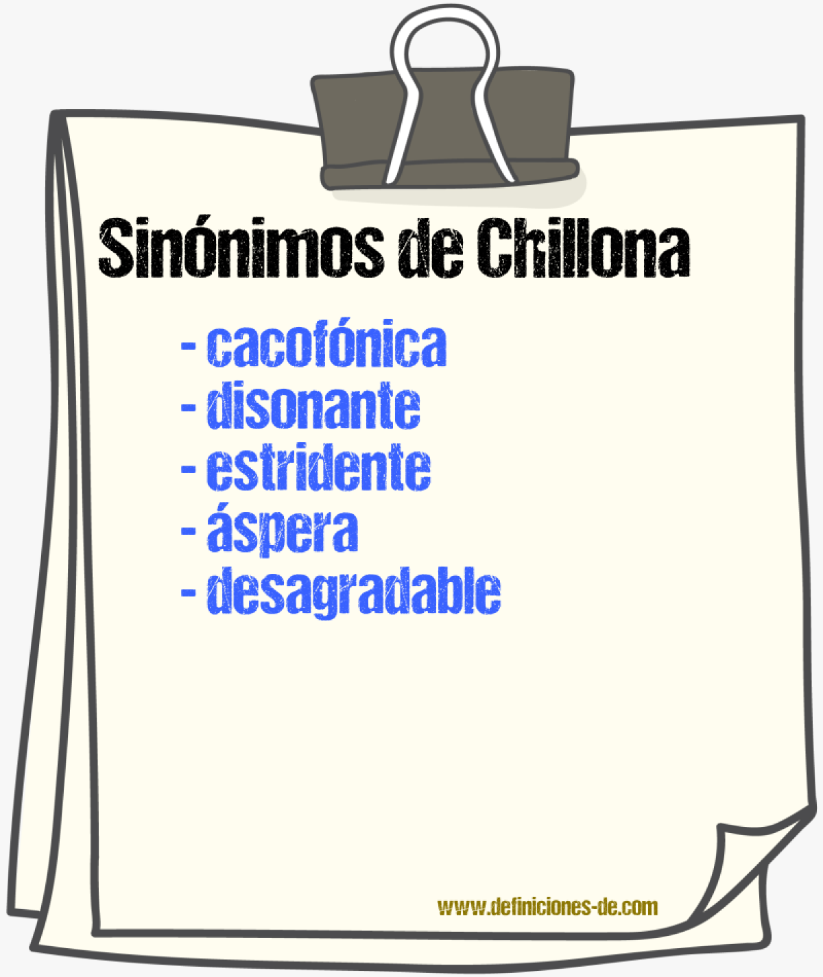 Sinónimos de chillona