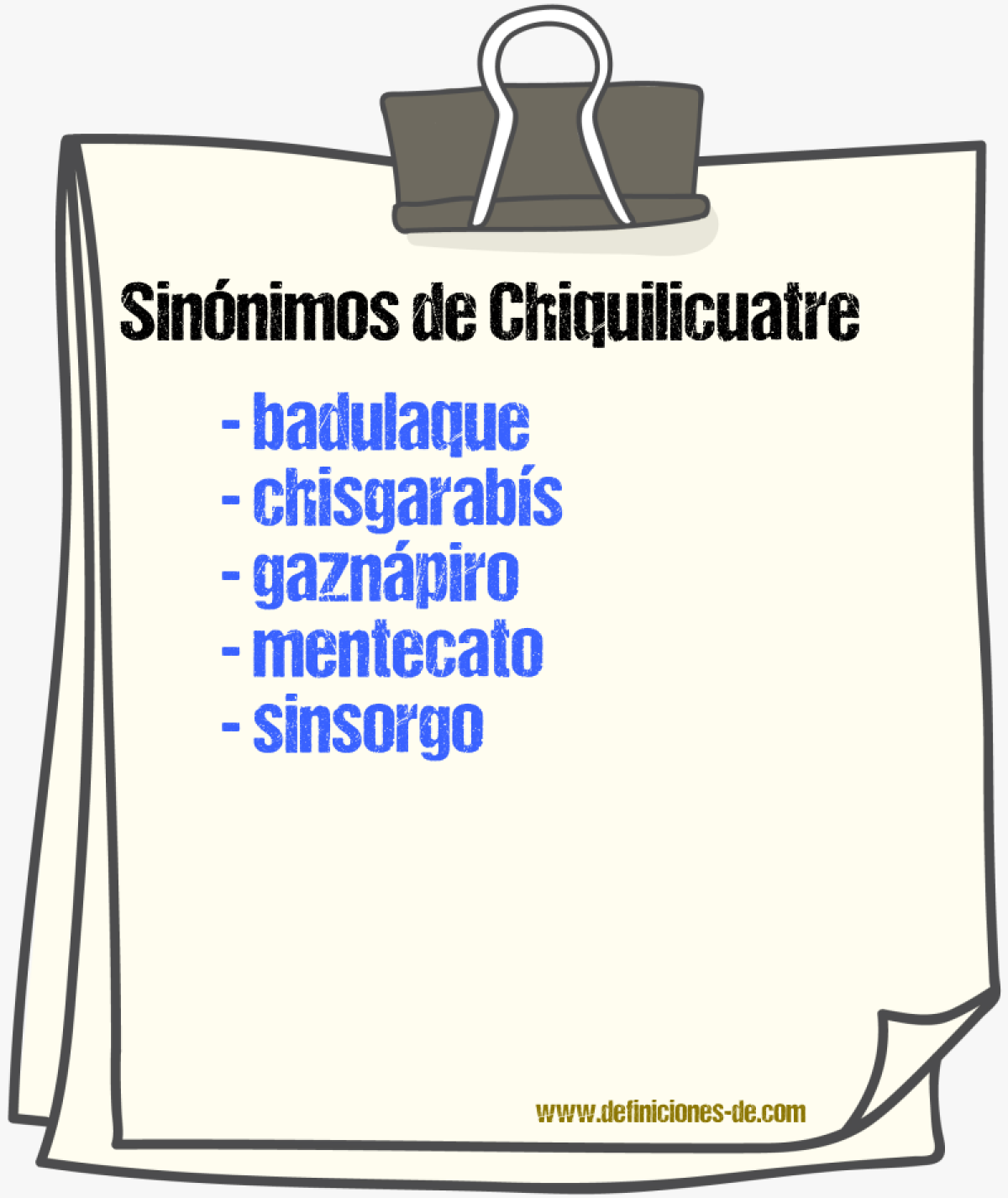 Sinnimos de chiquilicuatre