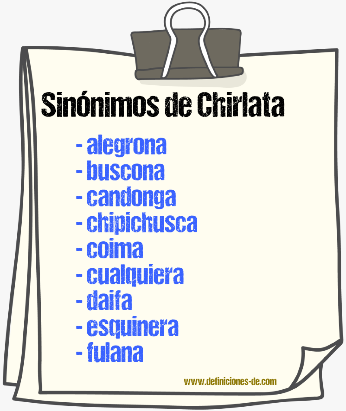 Sinnimos de chirlata