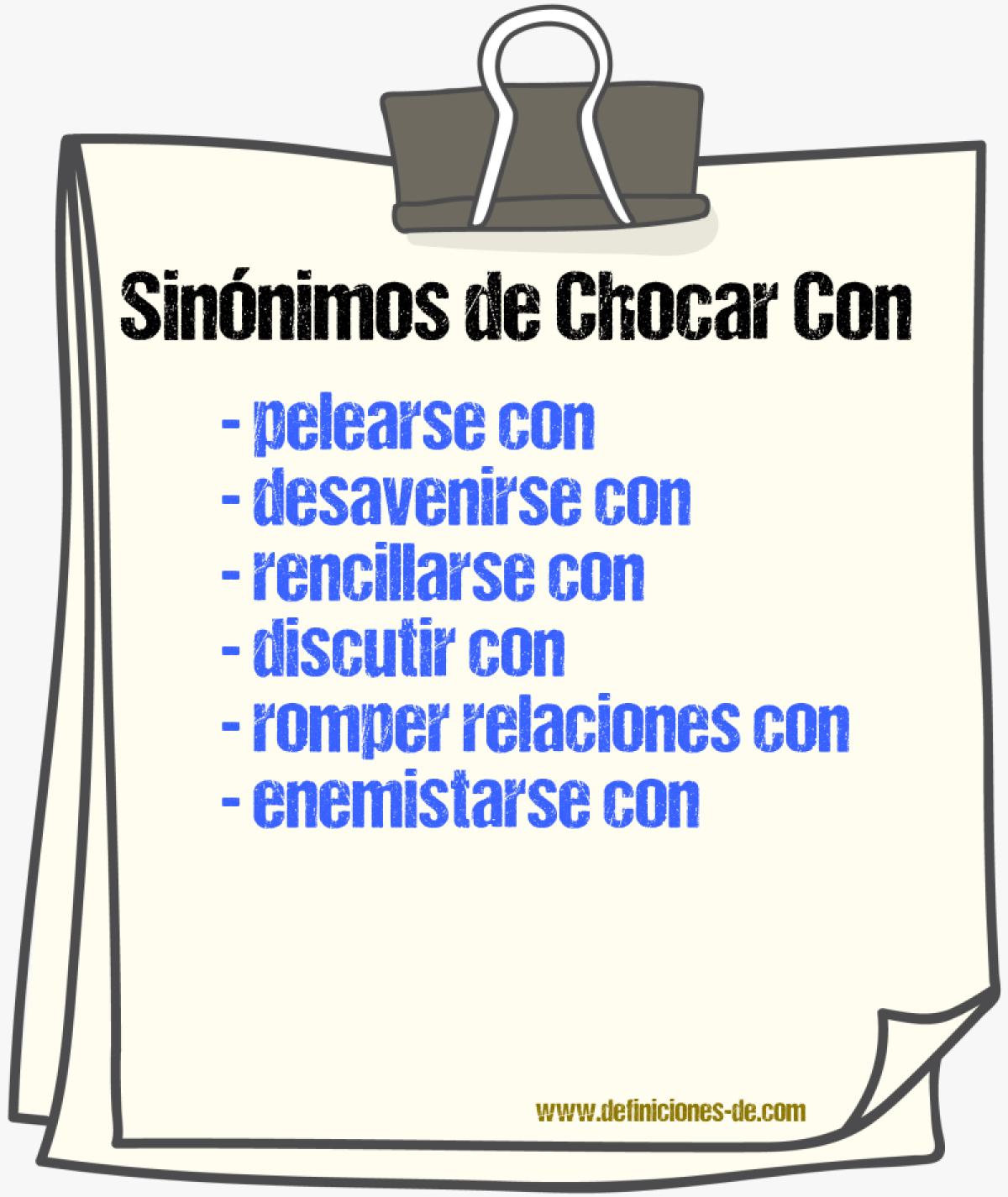 Sinónimos de chocar con