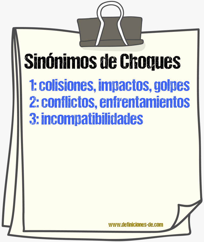 Sinónimos de choques