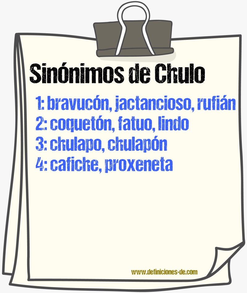 Sinnimos de chulo