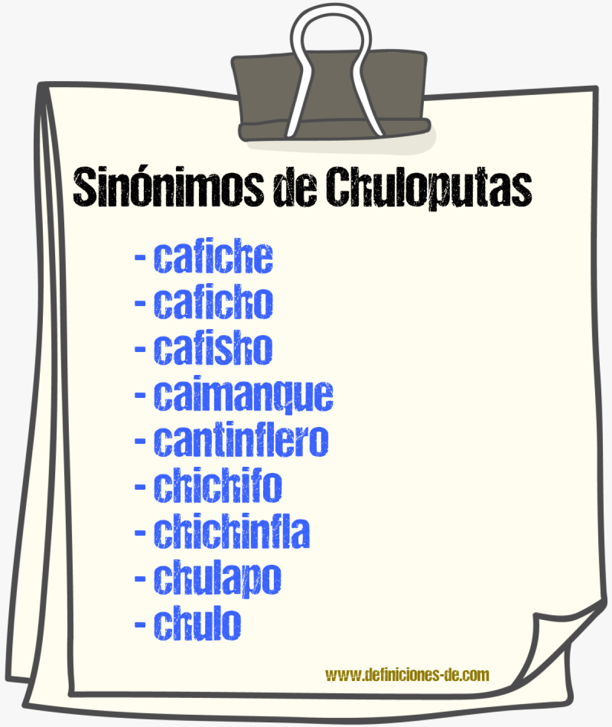 Sinnimos de chuloputas