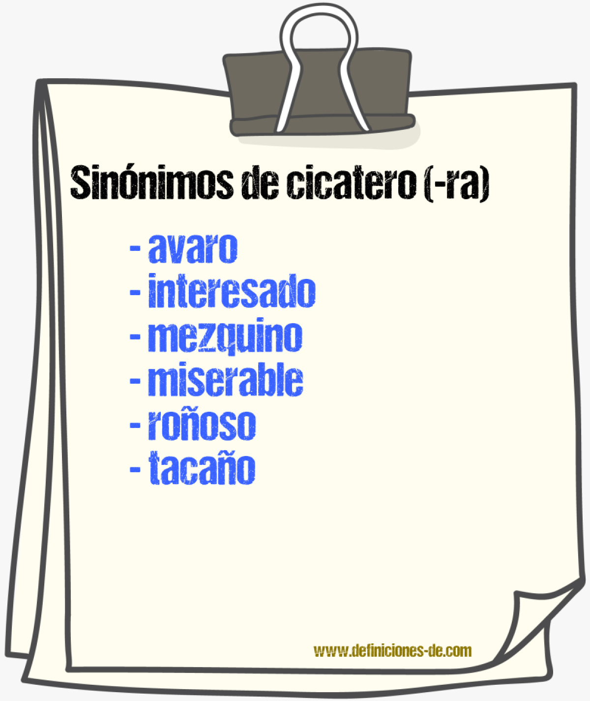 Sinnimos de cicatero