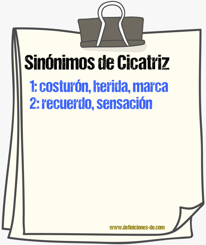 Sinnimos de cicatriz