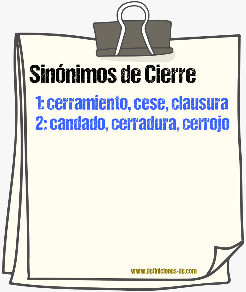 Sinnimos de cierre