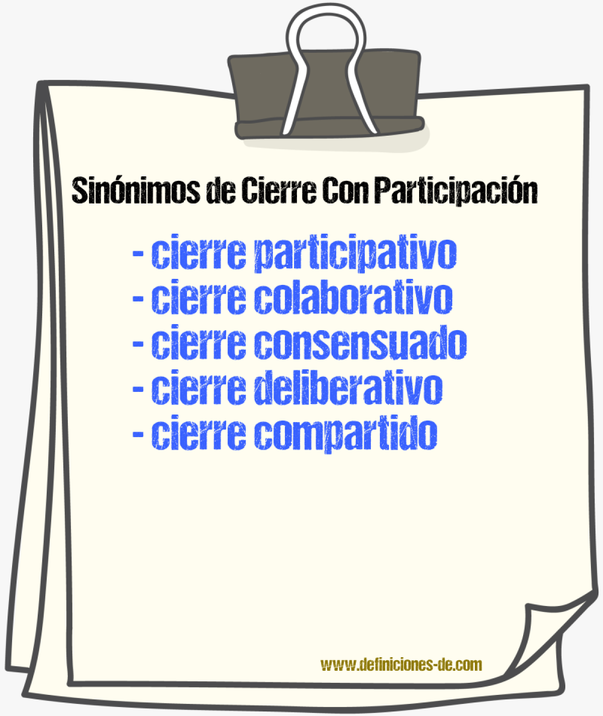 Sinónimos de cierre con participación
