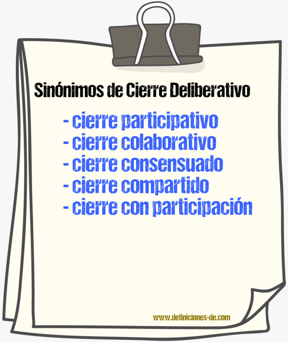 Sinónimos de cierre deliberativo