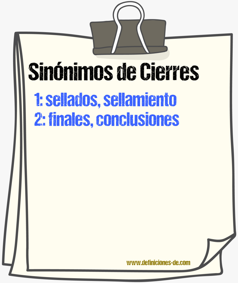 Sinónimos de cierres