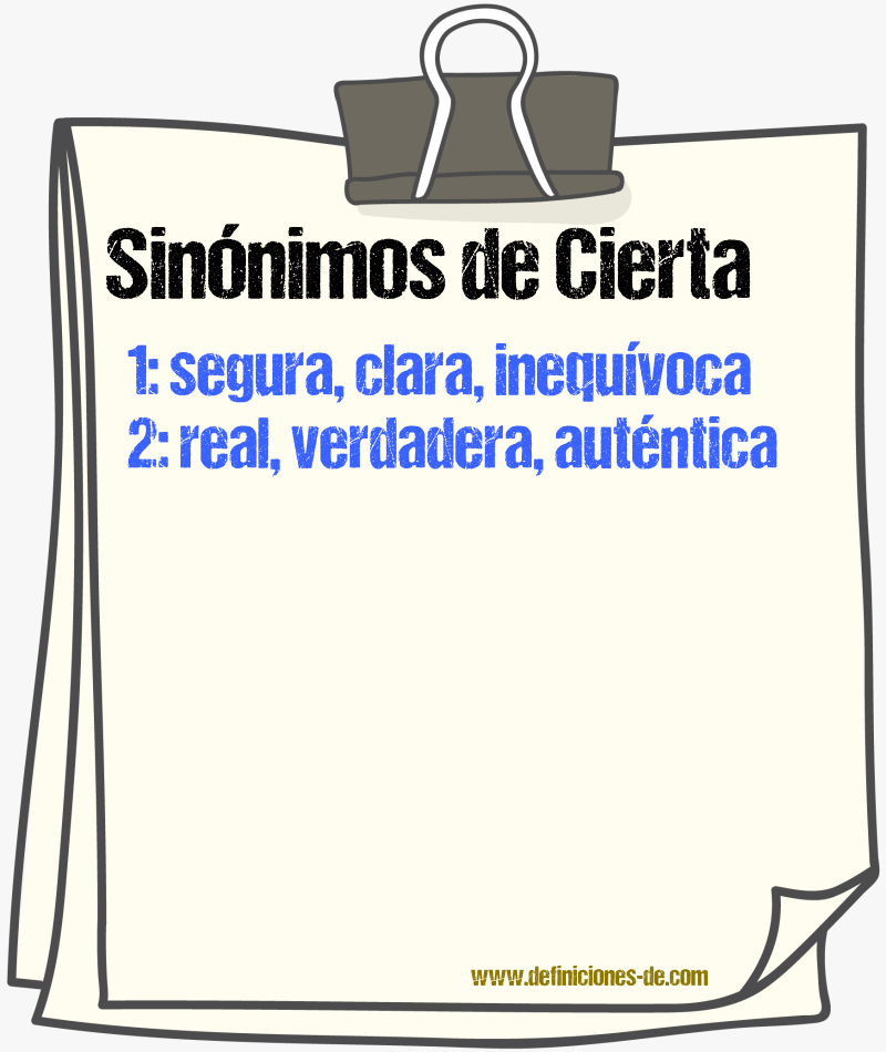 Sinónimos de cierta