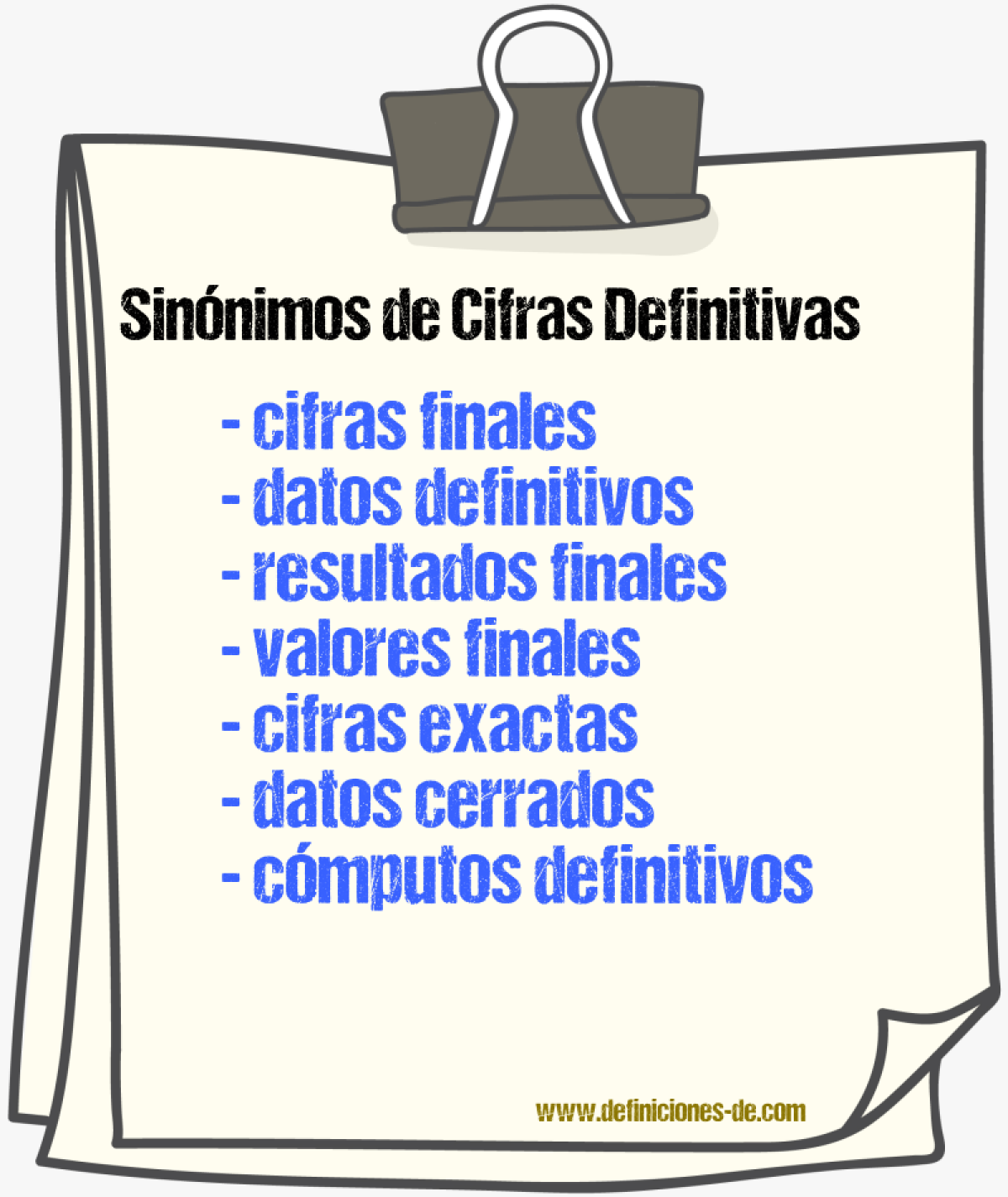 Sinónimos de cifras definitivas