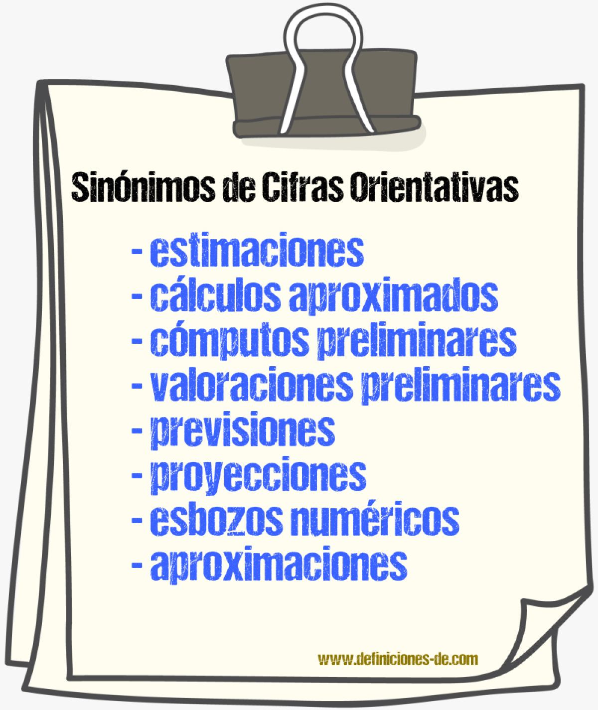 Sinónimos de cifras orientativas