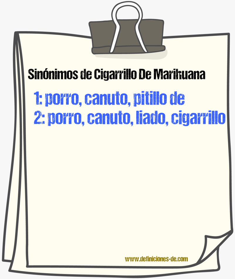 Sinónimos de cigarrillo de marihuana