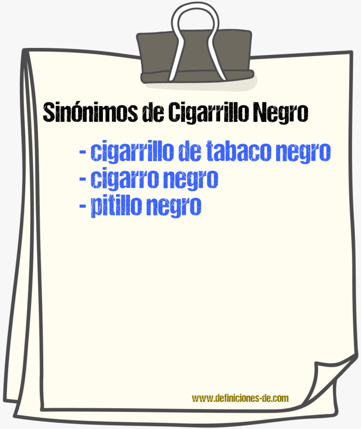 Sinónimos de cigarrillo negro