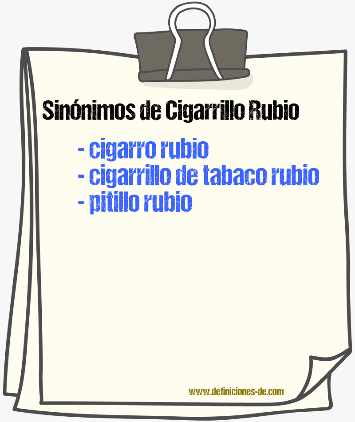Sinónimos de cigarrillo rubio