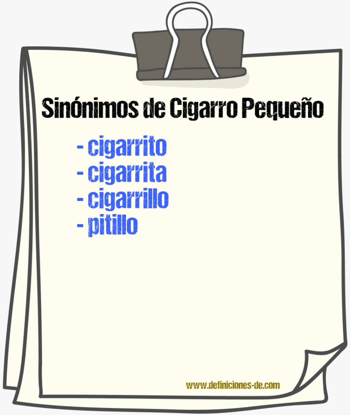 Sinónimos de cigarro pequeño