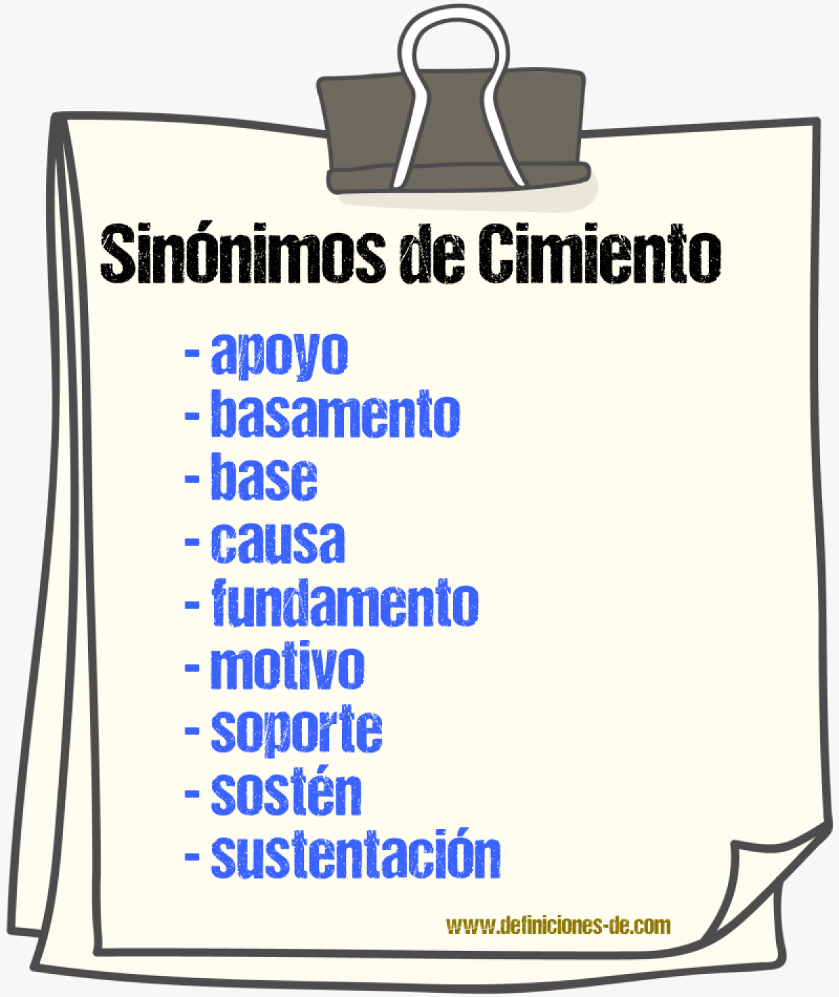 Sinnimos de cimiento