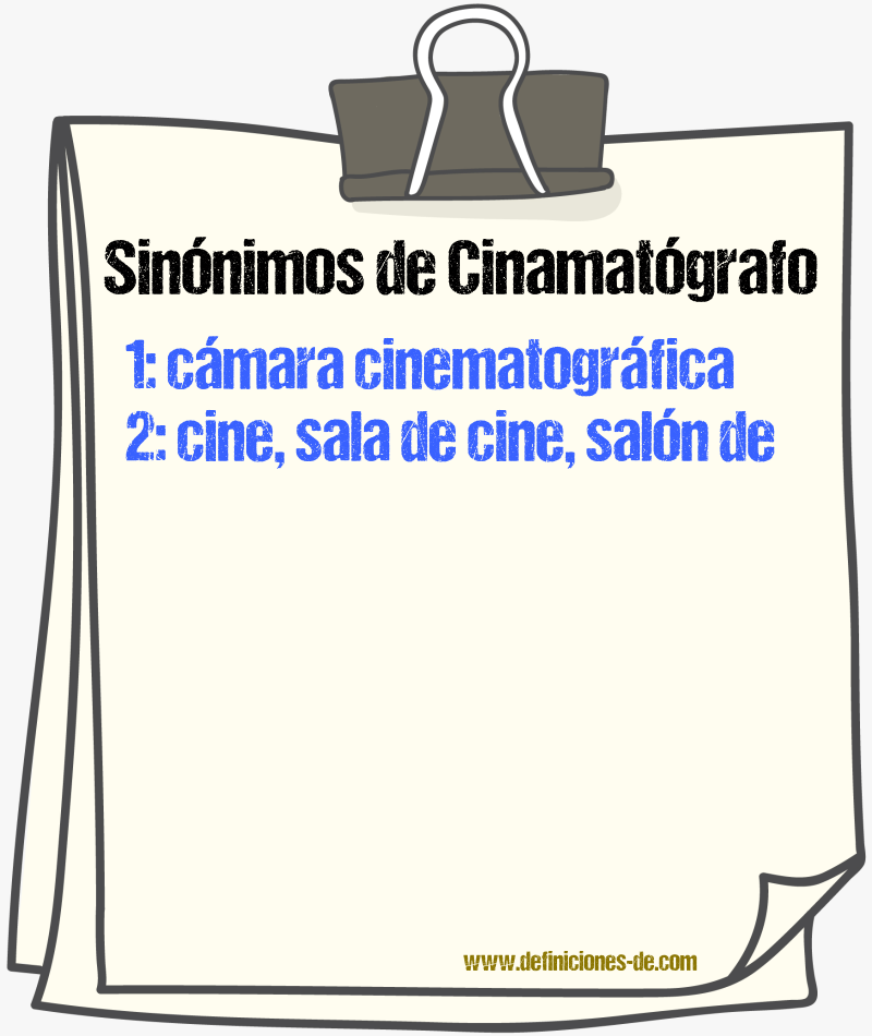 Sinónimos de cinamatógrafo