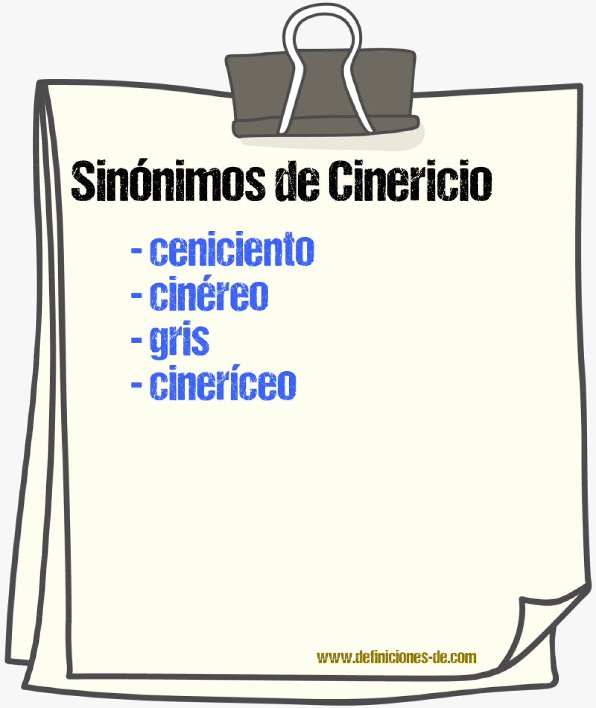 Sinnimos de cinericio