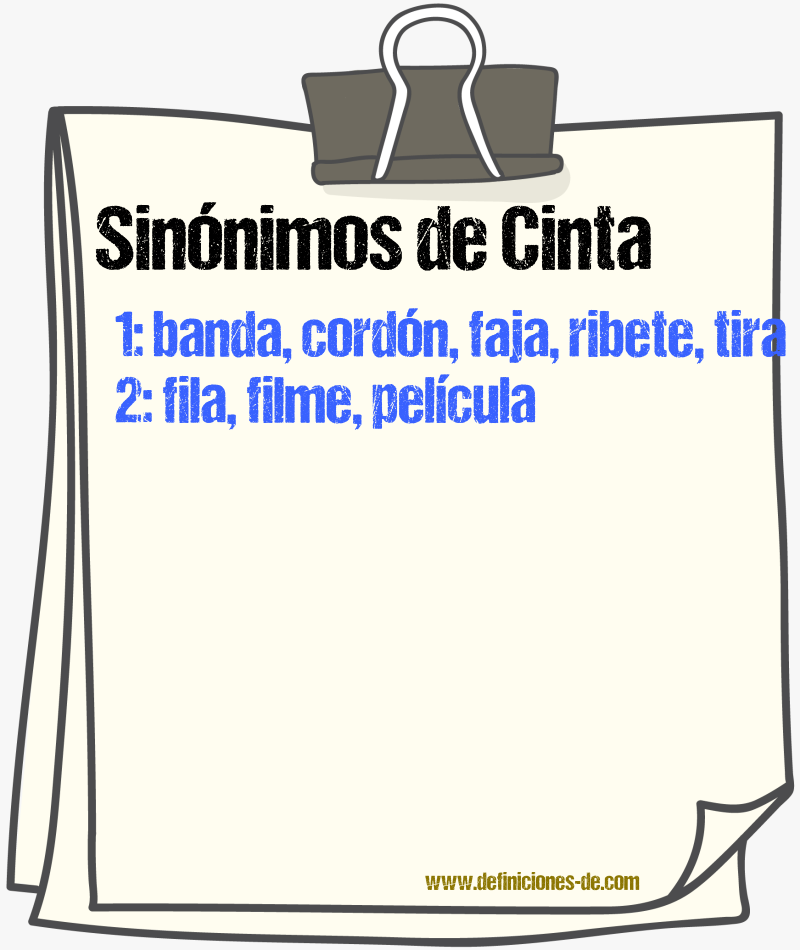 Sinnimos de cinta