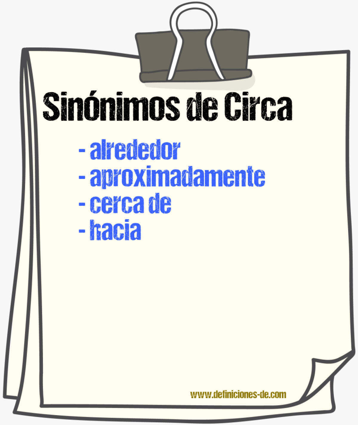 Sinnimos de circa