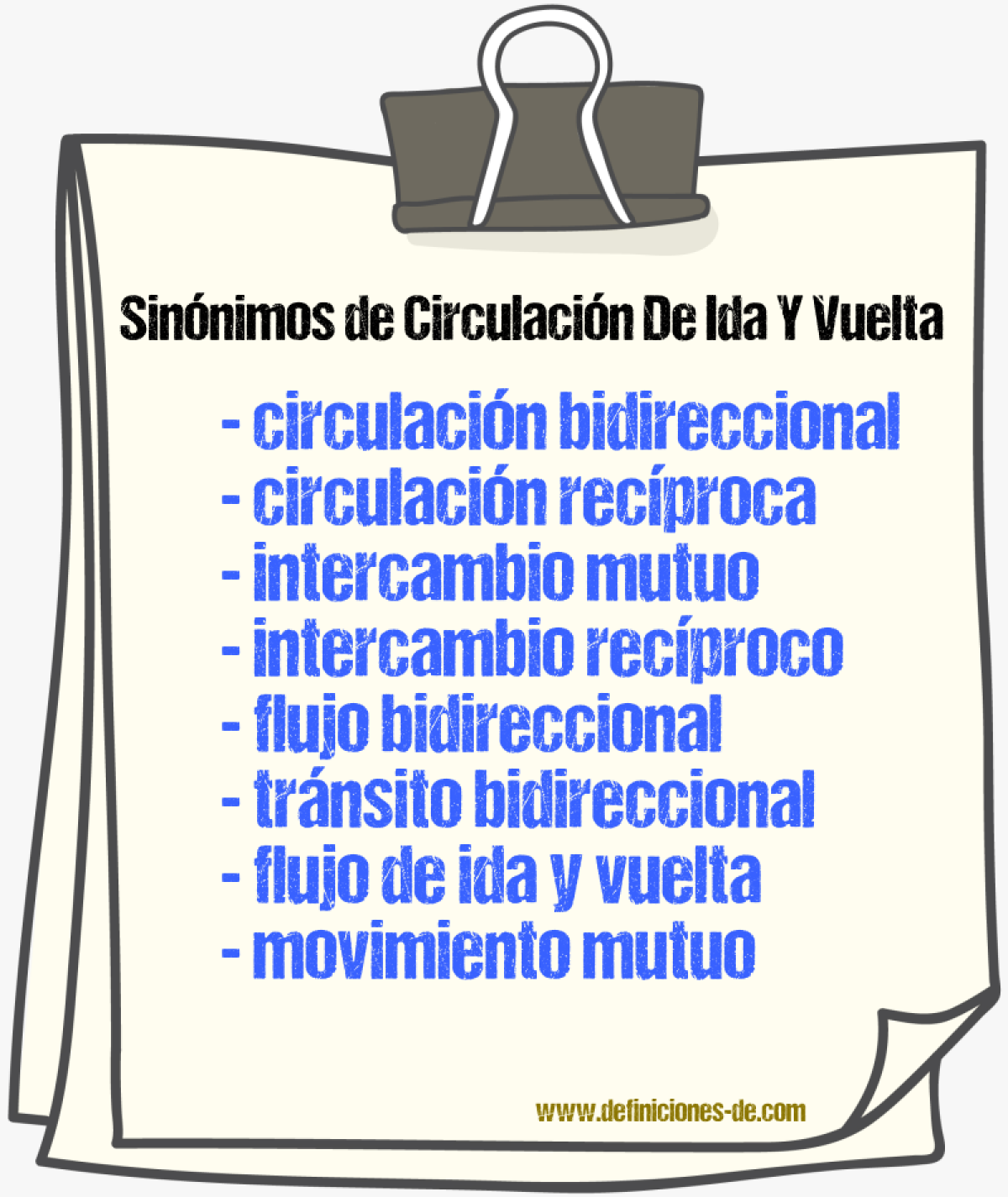 Sinónimos de circulación de ida y vuelta