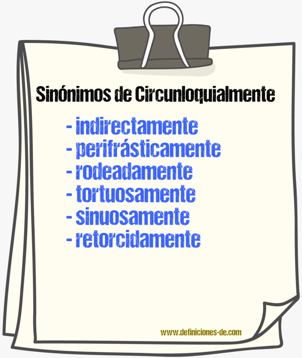 Sinónimos de circunloquialmente