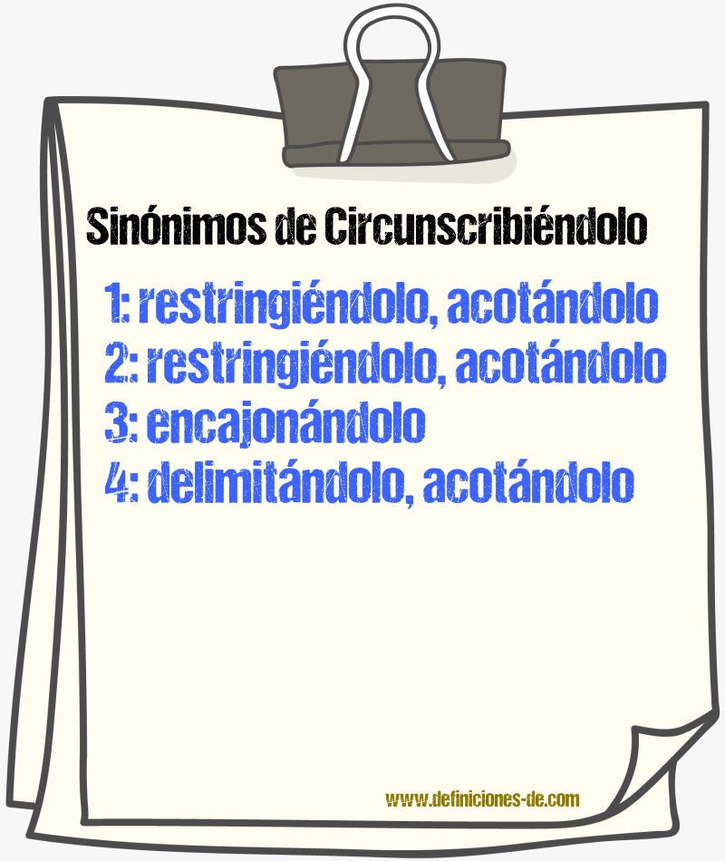Sinónimos de circunscribiéndolo
