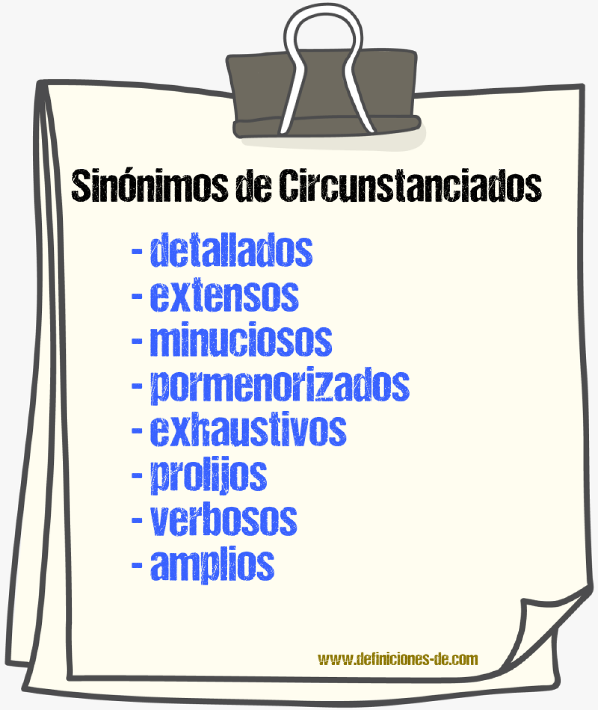 Sinónimos de circunstanciados