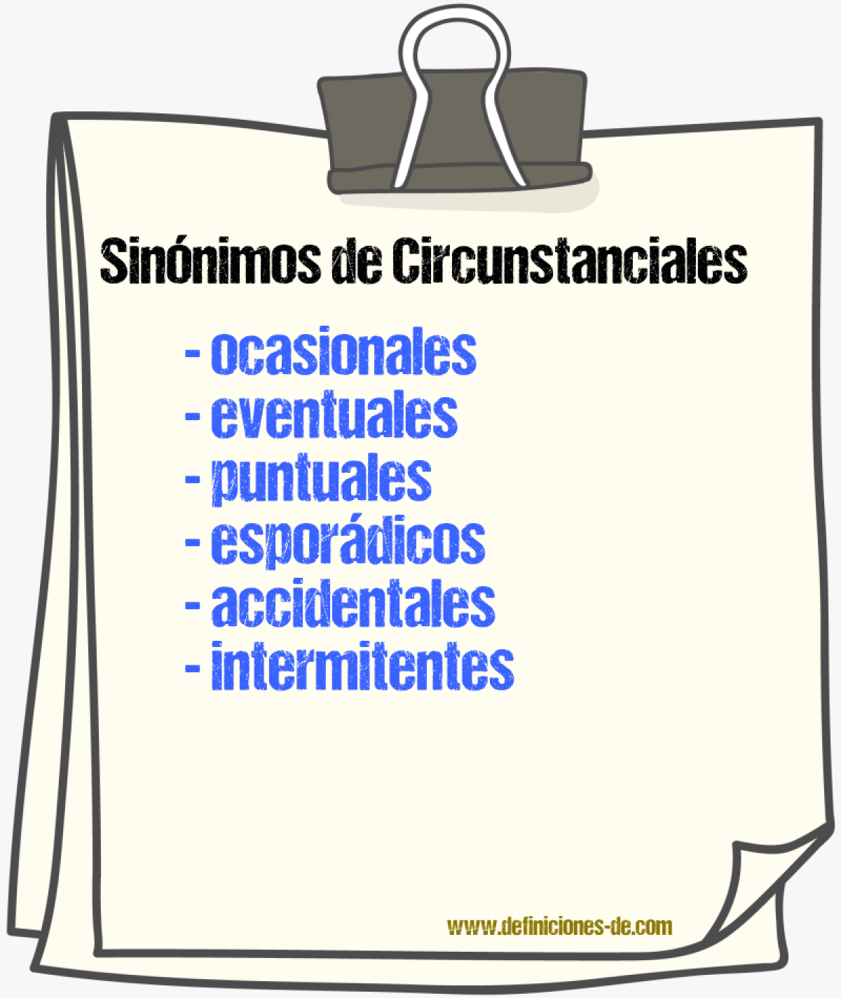 Sinónimos de circunstanciales