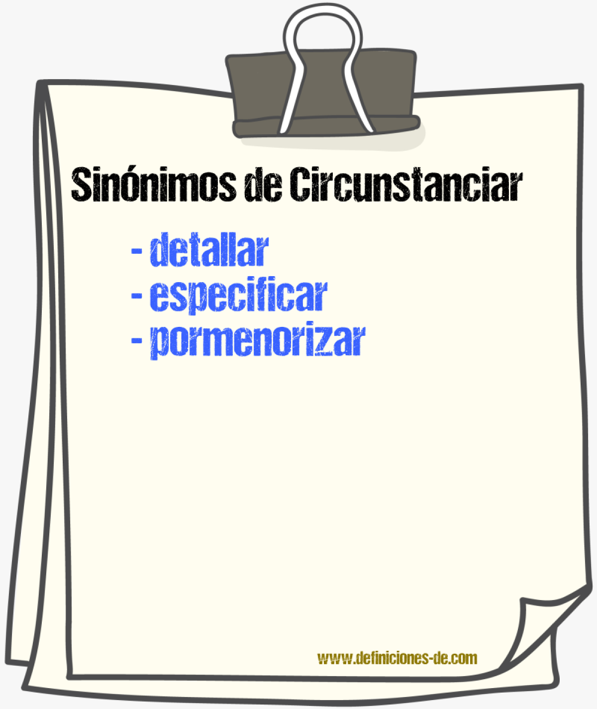 Sinnimos de circunstanciar