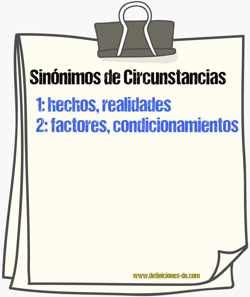 Sinónimos de circunstancias