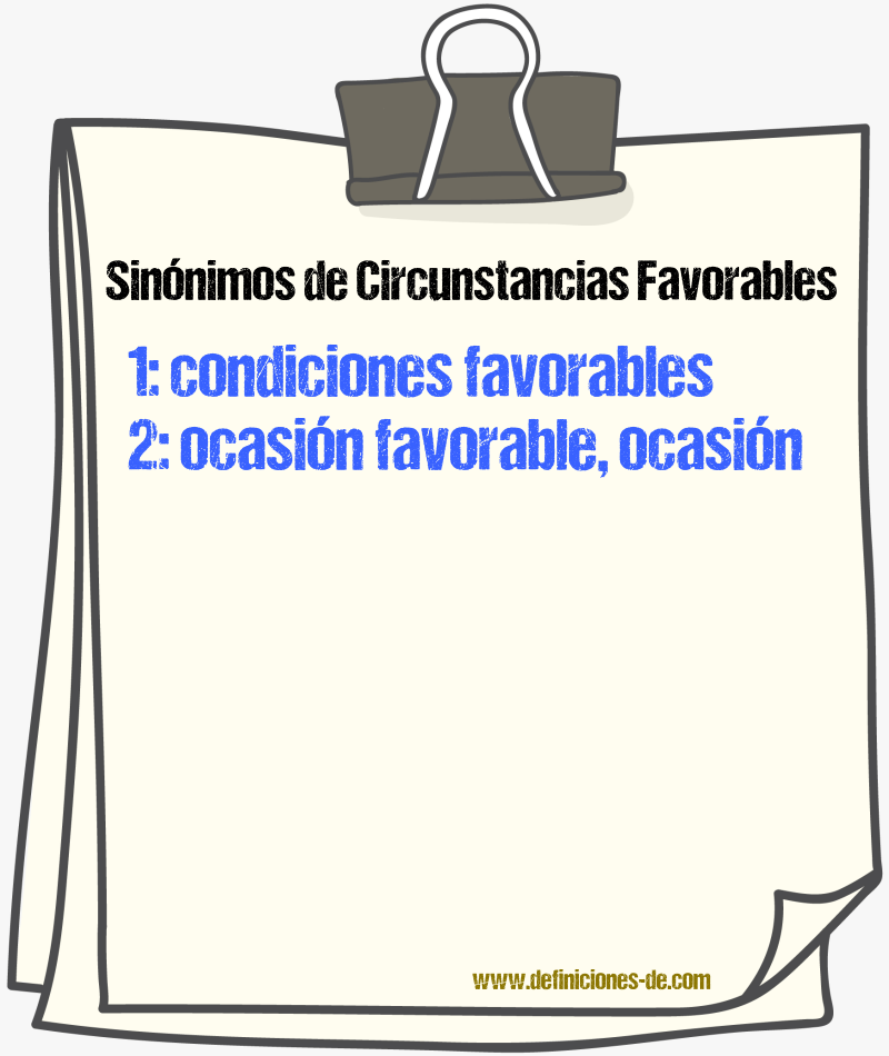 Sinónimos de circunstancias favorables