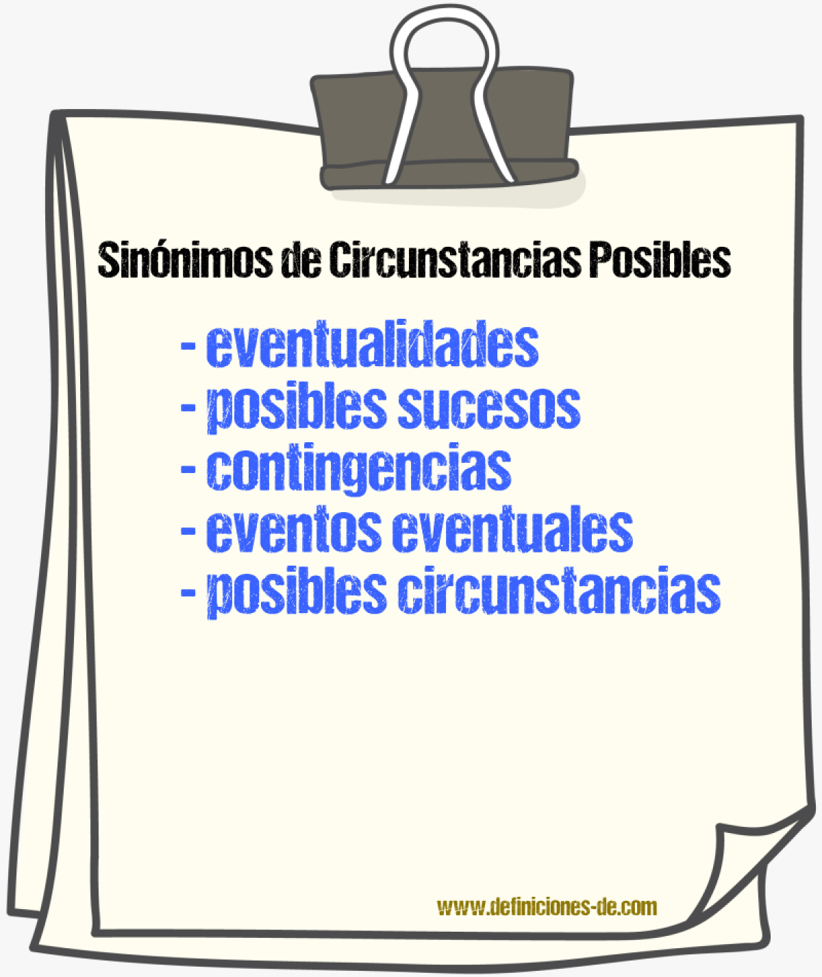 Sinónimos de circunstancias posibles