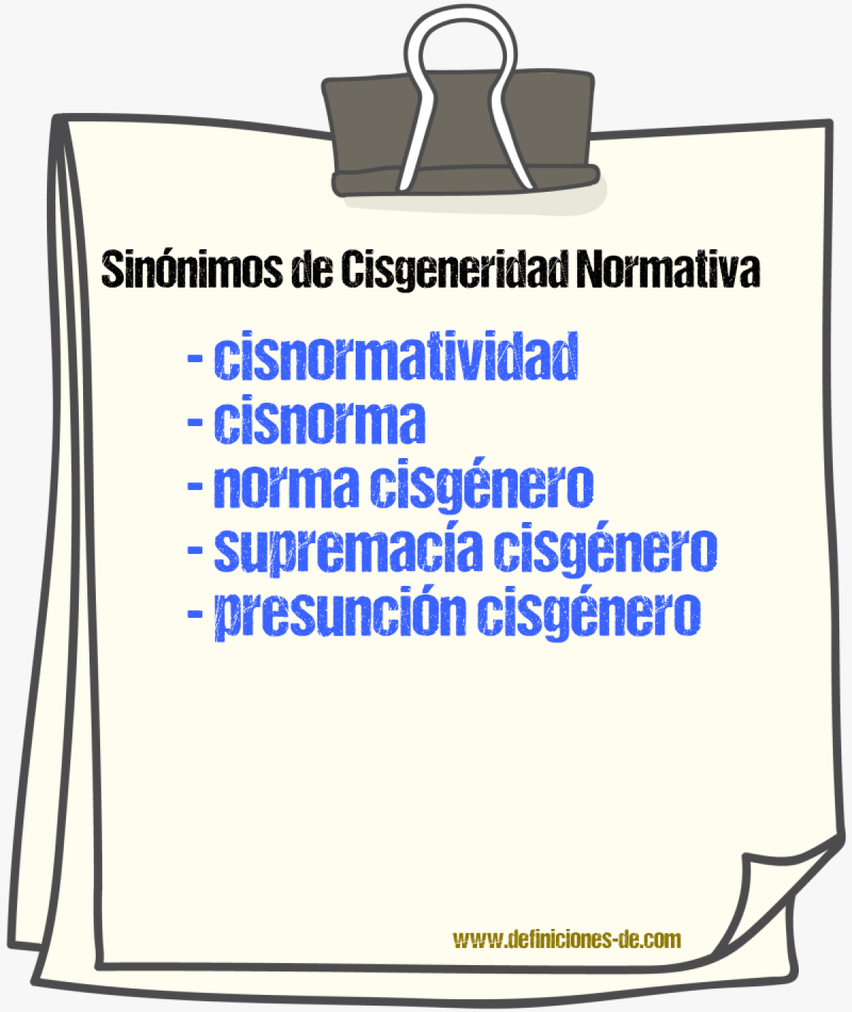 Sinónimos de cisgeneridad normativa