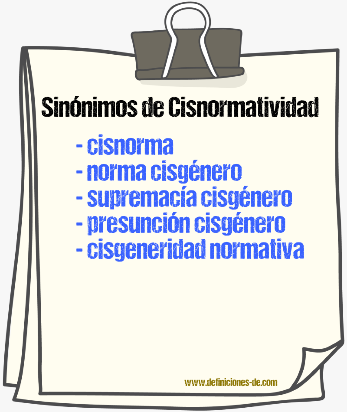 Sinónimos de cisnormatividad
