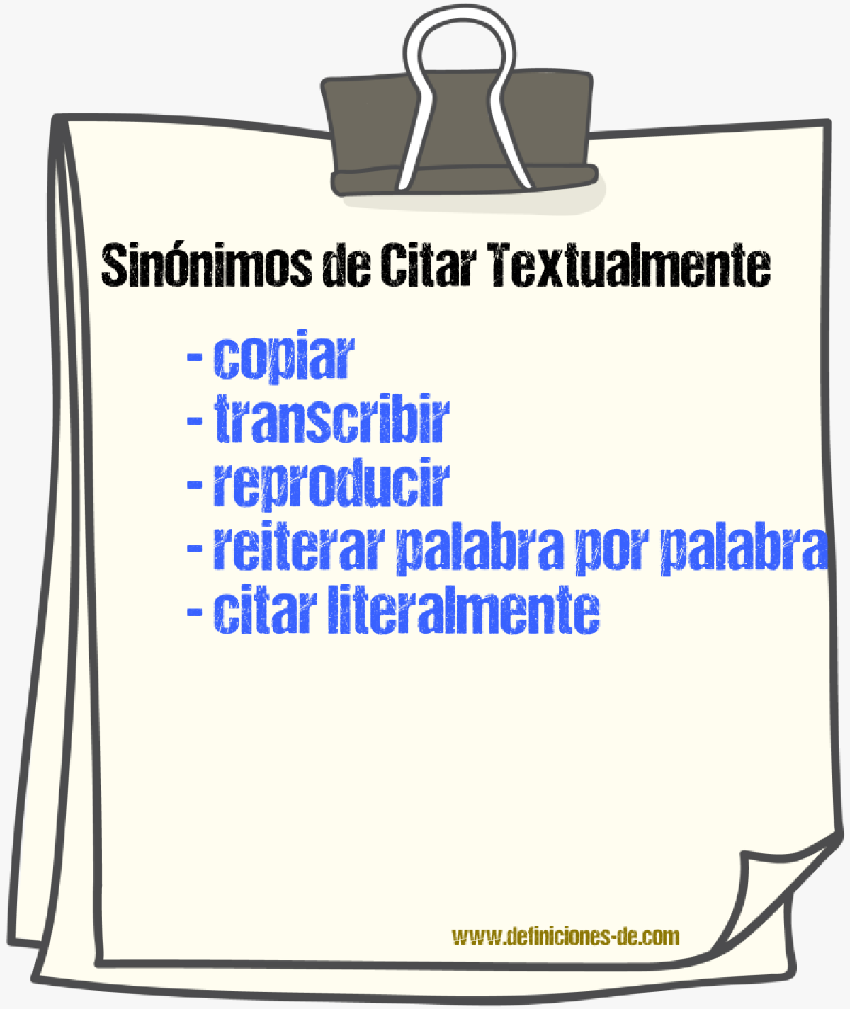 Sinónimos de citar textualmente