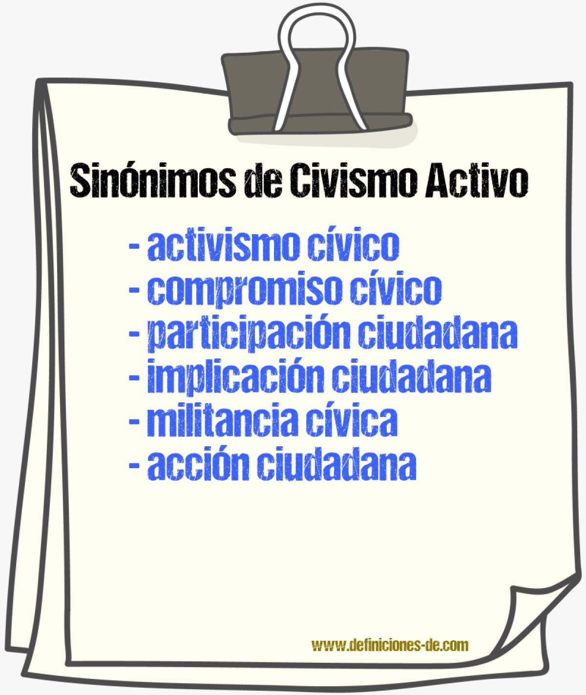 Sinónimos de civismo activo