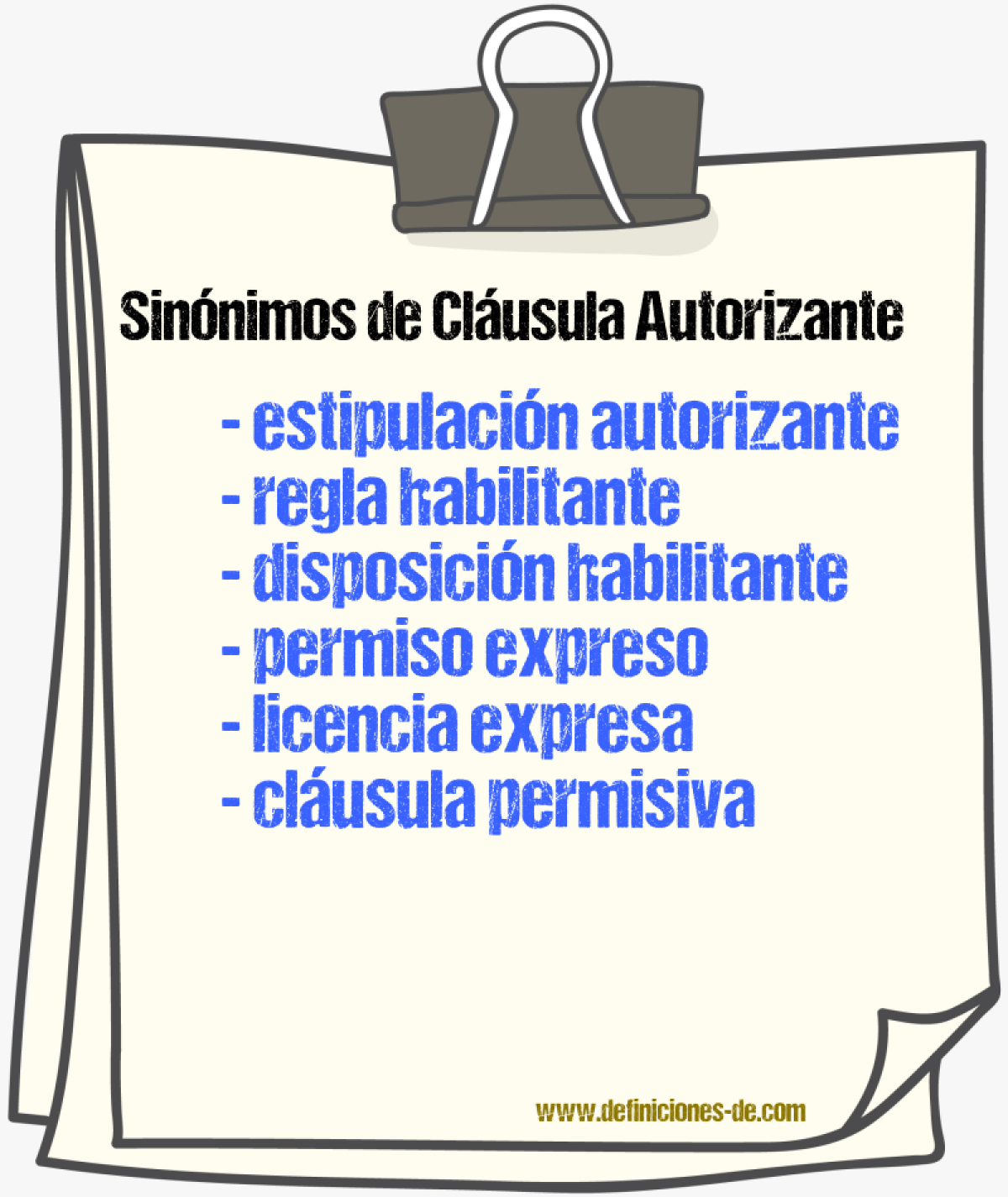 Sinónimos de cláusula autorizante