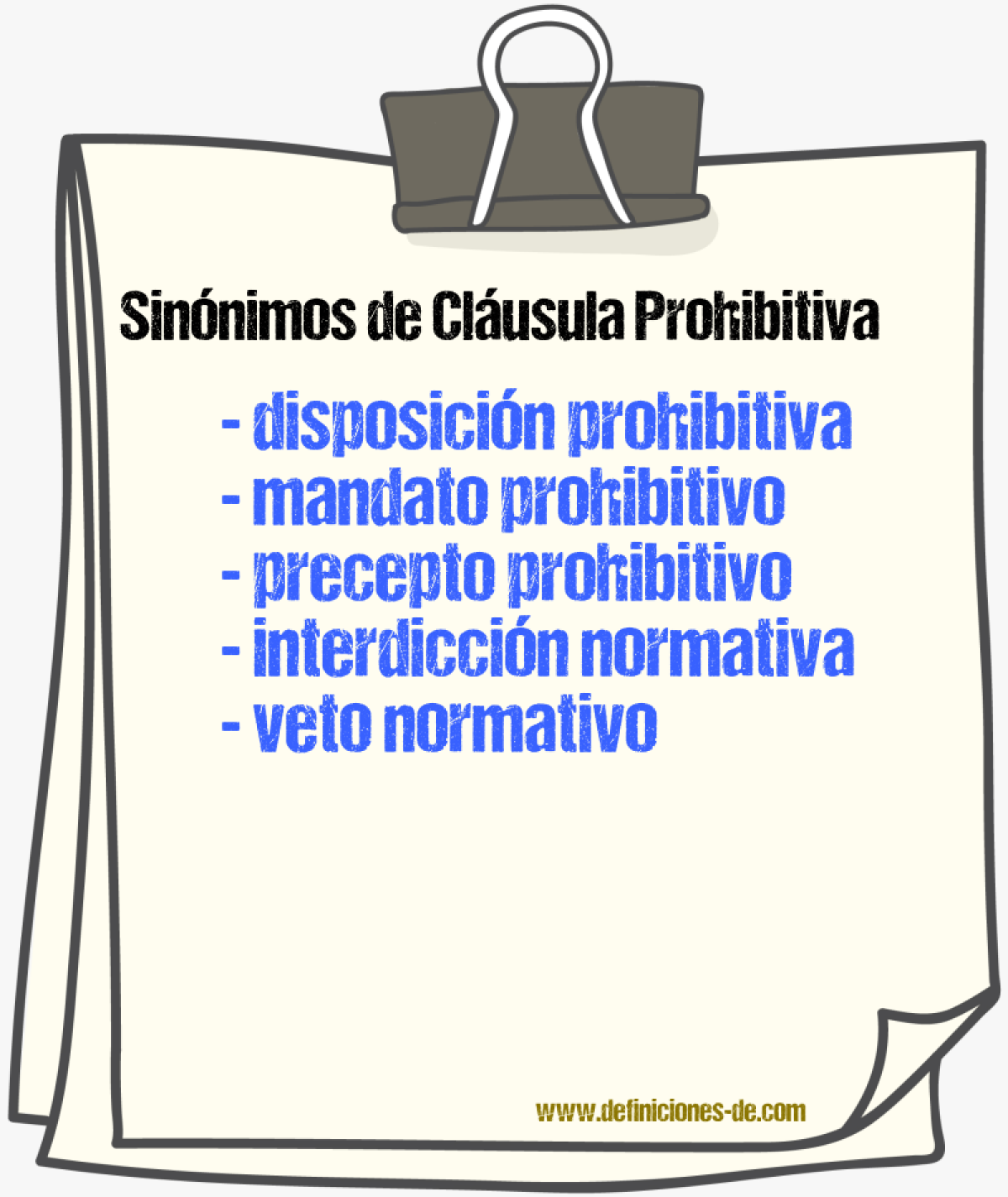 Sinónimos de cláusula prohibitiva
