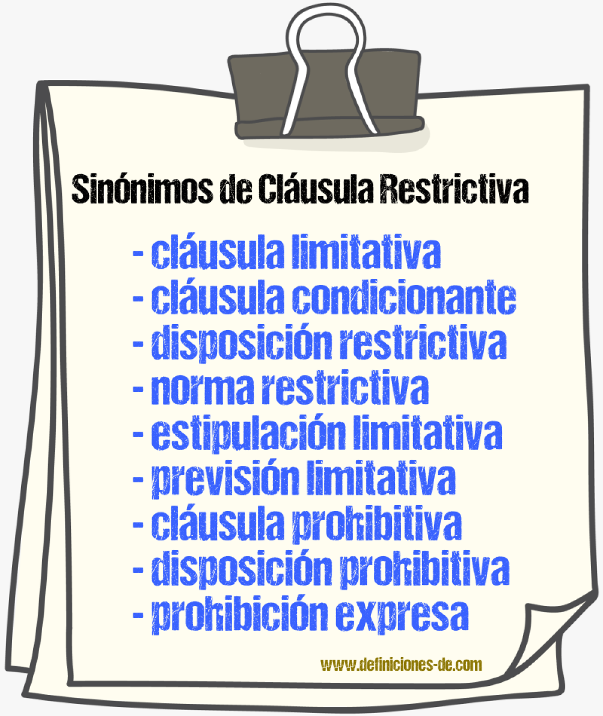 Sinónimos de cláusula restrictiva