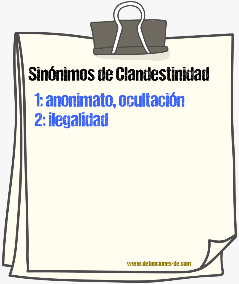 Sinnimos de clandestinidad