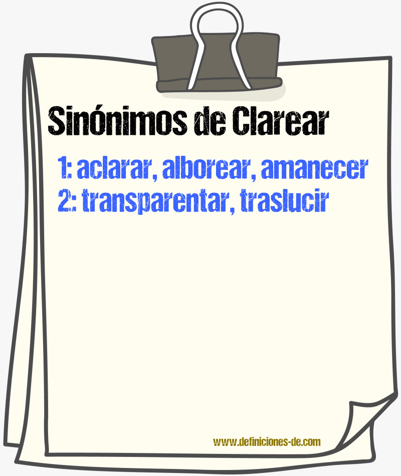 Sinnimos de clarear