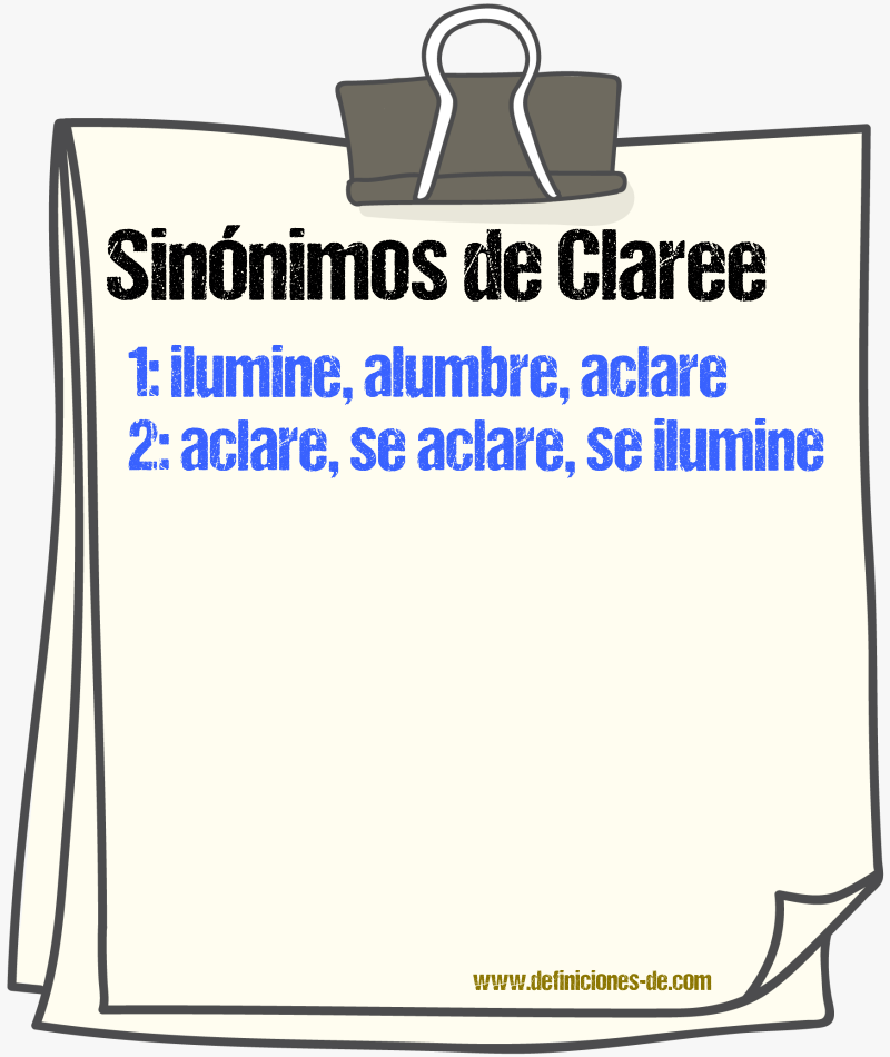 Sinónimos de claree