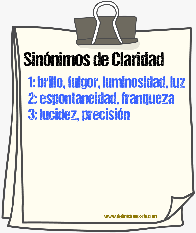 Sinnimos de claridad