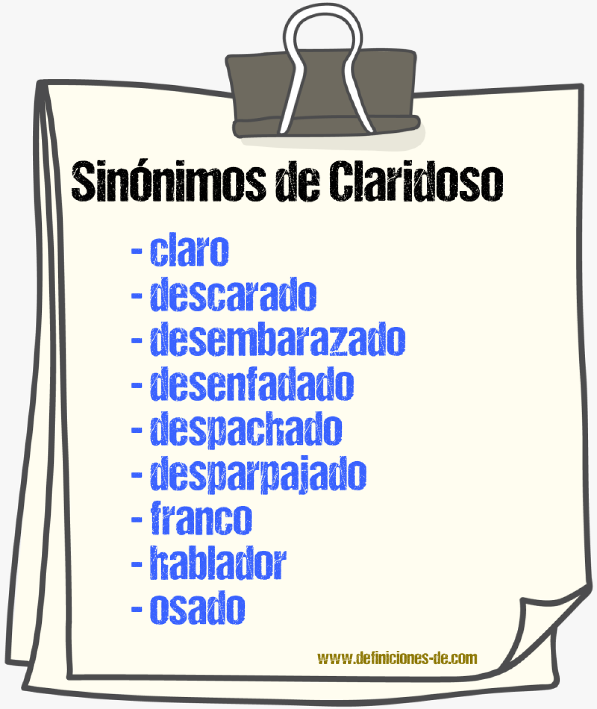 Sinnimos de claridoso