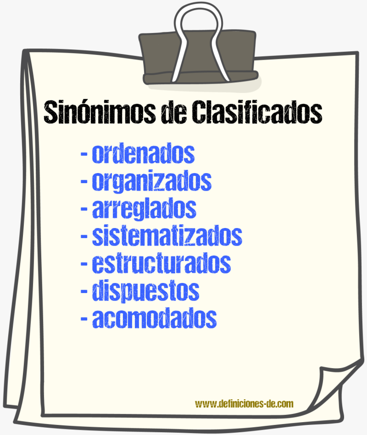 Sinónimos de clasificados