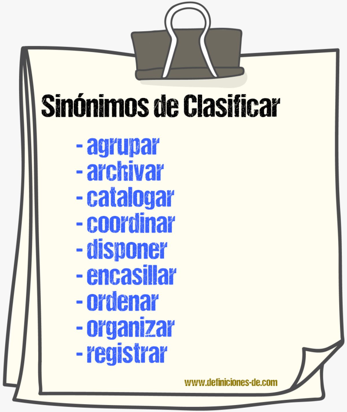 Sinónimos de clasificar