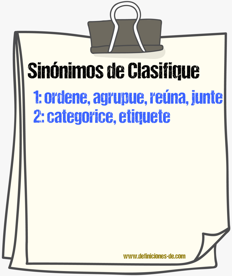 Sinónimos de clasifique