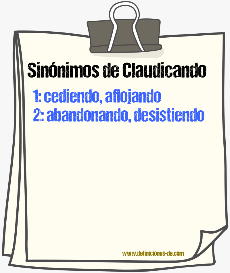 Sinónimos de claudicando